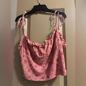 Motel Rocks Pink Floral Ruffle Top